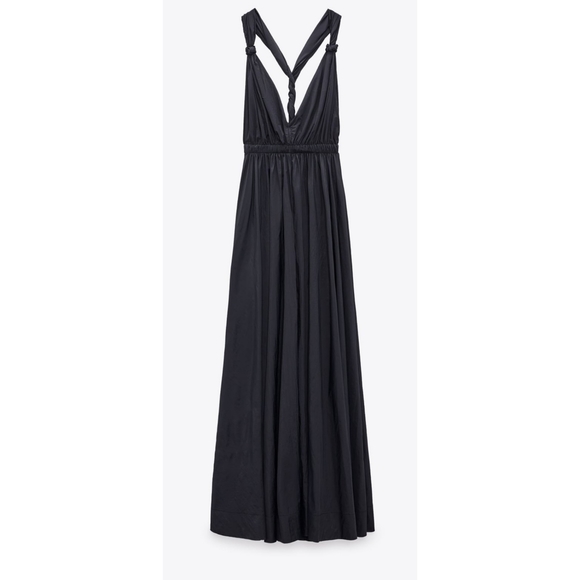 Zara Long Nylon Dress Black - Picture 7 of 9